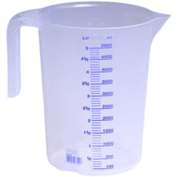 Hünersdorff - Caraffa Graduata da 5.000 ml, pp, 2 Scale Manico Aperto, Trasparente, impilabile