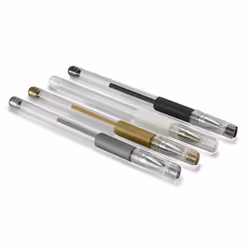 Hama Classic Penna in gel con cappuccio Nero, Oro, Argento, Bianco 4 pz