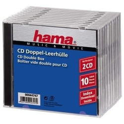Hama CD Double Jewel Case Standard, Pack 10 2 dischi Trasparente