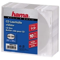 Hama CD Slim Empty Box, pack 10, transparent 1 dischi Trasparente
