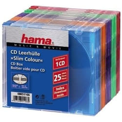 Hama CD Slim Box Pack of 25, Coloured 1 dischi Multicolore