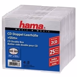Hama 00051168, Custodia Slimline, 2 dischi, Trasparente, Polistirolo, 120 mm, 125 mm