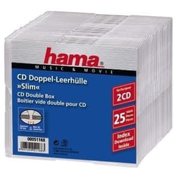 Hama 00051168 custodia CD/DVD Custodia Slimline 2 dischi Trasparente