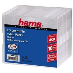 Hama CD Slim Pack 4, pack 10 4 dischi Trasparente