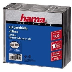 Hama CD Slim Jewel Case, pack 10 1 dischi Trasparente