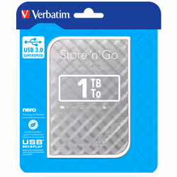 Verbatim Disco rigido portatile Store 'n' Go USB 3.0 da 1 TB Argento - Vista aggiuntiva 5