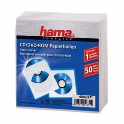 Hama CD-ROM Paper Sleeves 50, White 50 dischi Bianco