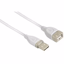 Hama USB Extension Cable, A-Plug - A-Socket, 3 m, white, 3 m, USB A, USB A, Bianco