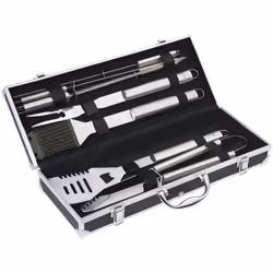 Set BBQ, Phoenix Küchenprofi, in acciaio INOX. In valigetta in alluminio nera. Set composto da: 1 forchetta da 42 cm, 1 palet ...