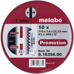 Metabo - 616358000 Disco di taglio dritto 115 mm 10 pz. Acciaio, Acciaio inox