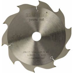 Metabo 628002000 - Lama HW/CT per sega circolare 160 x 20 x 2,2 x 1,4 mm, 10 denti, angolo 22°, Made in Germany