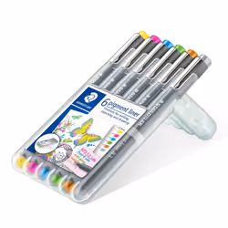 Staedtler Pigment Liner penna tecnica Extra sottile Marrone, Grigio, Azzurro, Verde chiaro, Magenta, Giallo 6 pz