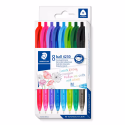 Staedtler Ball 4230, Fermaglio, Penna a sfera retrattile a clip, Ricaricabile, Multicolore, 8 pz, Medio