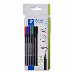 Staedtler 334 C6, Nero, Blu, Verde, Rosso, Viola, Nero, Blu, Verde, Rosso, Viola, Plastica riciclata, Triangolo, Inchiostro a ...