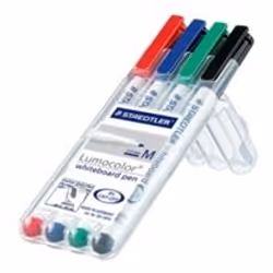 Staedtler Lumocolor 301-WP4, 4 pz, Nero, Blu, Verde, Rosso, Multicolore, Polipropilene (PP), Rotondo, Medio