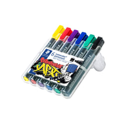 Staedtler Lumocolor marcatore permanente Punta smussata Nero, Blu, Verde, Rosso, Viola, Giallo 6 pz