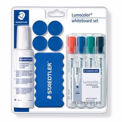 Staedtler Lumocolor whiteboard set 613 S, Set di accessori, Blu, Bianco, 125 ml, Liquido per la pulizia della scheda, Magnete ...