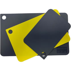 Fackelmann - Set 3 Taglieri in Plastica Flessibile XSlim, 3 misure in Colorazioni Grigio e Giallo a norma haccp, Lavabili in lavastoviglie 38,5 x 24