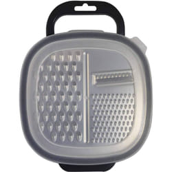 Fackelmann - 40906 Grattugia Rettangolare con Contenitore, 25 x 19 x 6 cm, Sybaris, (Colore: Bianco Semi-Trasparente e Grigio), quantità: 1 Pezzo,