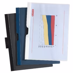 Herlitz 10312486 cartellina con fermafoglio PVC Nero, Trasparente