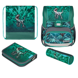 Herlitz Loop Plus Green Rex set di zaini per la scuola Ragazzo Poliestere Grigio, Turchese