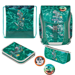 Herlitz FiloLight Plus Heavy Metal set di zaini per la scuola Ragazzo Poliestere Grigio, Turchese