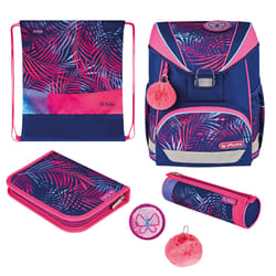 Herlitz UltraLight Plus Tropical Chill set di zaini per la scuola Ragazza Poliestere Blu marino, Rosa