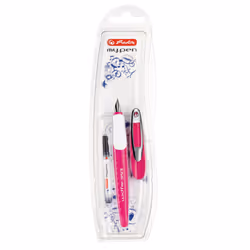 Herlitz my.pen, Rosa, Bianco, Sistema di riempimento della cartuccia, Blu, Gomma, Acciaio inox, Blister