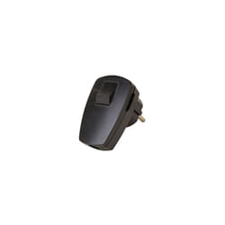 Kopp - Spina (2P+T) angolare con presa e contatto di terra (e+f) realizzata in plastica di colore nero per cavi fino a 3x1,5mm²