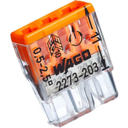 Wago - Kopp 33346421 compact - Morsetti a 3 conduttori, 0,5-2,5 mm², 100 pezzi, colore: trasparente/arancione
