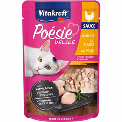 VITAKRAFT POÈSIE DELI SAUCE CON FILETTO DI POLLO 85 GR Cibo per gatti sano. goloso e cremoso in vassoio da 85 g. adattato all ...