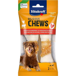 Vitakraft - chews spuntino nodo da masticare per la pelle di manzo secca con carne di pollo magra per taglia media 2 pz