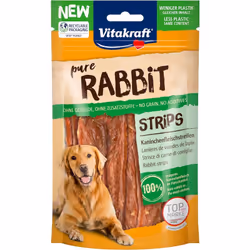 VITAKRAFT SPUNTINO PER CANI RABBIT A STRISCE DI CARNE DI CONIGLIO DA 80 GR Le irresistibili strisce di carne di coniglio conv ...
