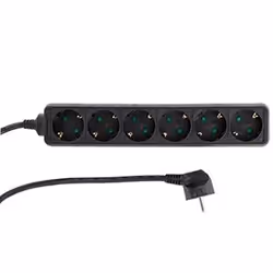 REV 0512364555, 1,4 m, Interno, 1,5 mm², Nero, 6 presa(e) AC, 250 V