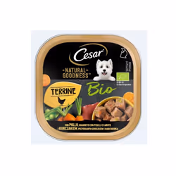 Deliziosa terrine - alimento bio completo per cani adulti - gusto pollo, piselli, carote