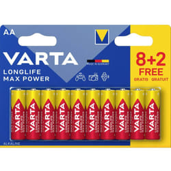 Varta - Longlife Max Power aa Blister 10 (8+2) Batteria Stilo (aa) Alcalina/manganese 1.5 v 10 pz.