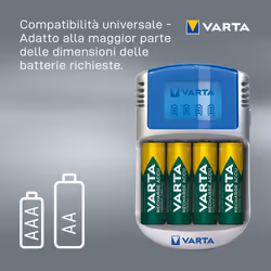 Varta LCD charger AA & AAA (Batterie ricaricabili NiMH incl. 4x AA 2600 mAh accu & AC adattatore & 12 V adattatore & cavo USB),Grigio - Vista aggiuntiva 4