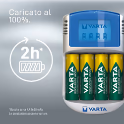 Varta LCD charger AA & AAA (Batterie ricaricabili NiMH incl. 4x AA 2600 mAh accu & AC adattatore & 12 V adattatore & cavo USB),Grigio - Vista aggiuntiva 7