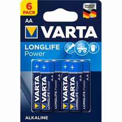 Varta Longlife Power, Batteria monouso, Stilo AA, Alcalino, 1,5 V, 6 pz, Blu marino, Blu