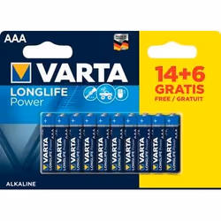 Varta Longlife Power, Batteria monouso, Mini Stilo AAA, Alcalino, 1,5 V, 20 pz, Blu, Giallo