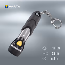 Varta Day Light Key Chain LED Flashlight (incl. anello portachiavi e 1x batteria AAA Longlife Power, antiurto) argento/nero per la casa, tutti i giorni, interruzioni di corrente - Vista aggiuntiva 4