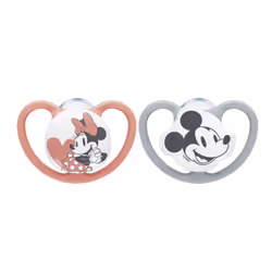NUK Disney Mickey Mouse, Ciuccio classico, Ortodontico, Silicone, Ragazza, 2 pz