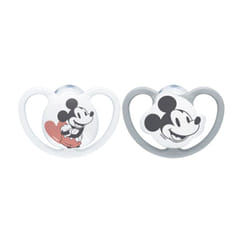 NUK Disney Mickey Mouse Ciuccio classico Ortodontico Silicone Grigio, Bianco