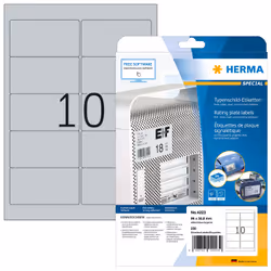 HERMA 4223, Argento, Rettangolo con angoli arrotondati, Permanente, A4, Poliestere, Opaco