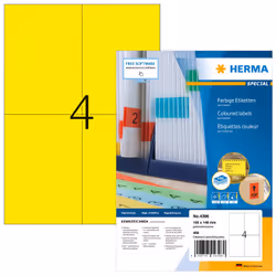 HERMA 4396, Giallo, Etichetta per stampante autoadesiva, A4, Carta, Laser/Inkjet, Permanente