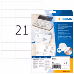HERMA 4441, Bianco, Carta, Opaco, 7 cm, 4,2 cm, 20 fogli