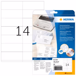 HERMA 4442, Bianco, Carta, Opaco, 10,5 cm, 4,2 cm, 20 fogli