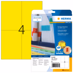 HERMA 4561, Giallo, Rettangolo, A4, Universale, Opaco, Laser/Inkjet
