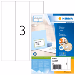 HERMA 4657, Bianco, Rettangolo, Permanente, Carta, Opaco, Laser/Inkjet