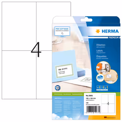 HERMA 5063, Bianco, Etichetta per stampante autoadesiva, A4, Carta, Laser/Inkjet, Permanente